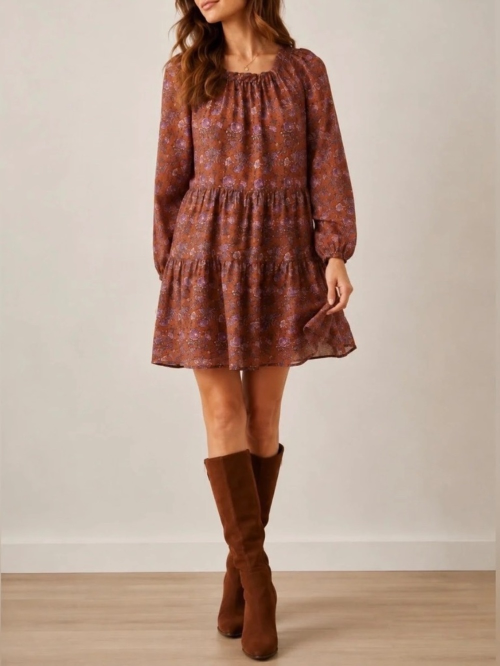 Xirena Lea Tiered Floral Dress Cotton Silk XS Golden Clover Pockets Relaxed Boho